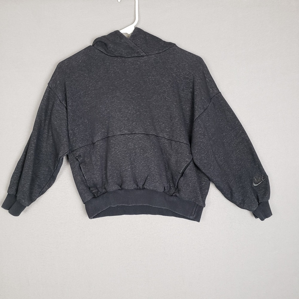 Nike Boys Size M Basic Hoodie Sweatshirt Charcoal Black Arm Logo‎ Sporty Lounge